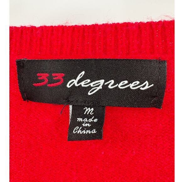 2/$30 33 DEGREES Sweater Size M Red Long Sleeve Soft Amour Love - Picture 4 of 5